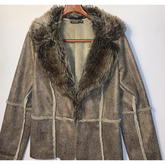 Allen B Faux Fur collared coat sz L - Picture 8 of 10
